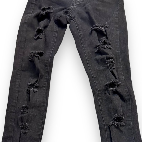 BOB Jeans - Black High Waist Distressed Skinny Stretch Jeans - Size 0 - Picture 6 of 9